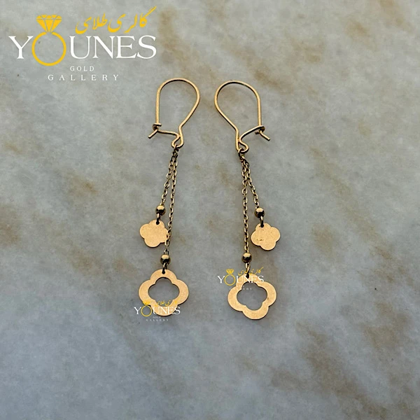 تصویر دوم گوشواره طلا آویزی ونکلیف